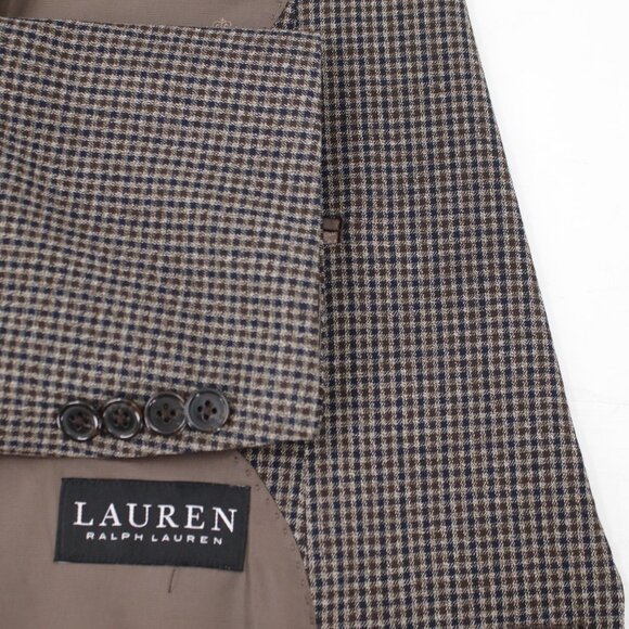 Lauren Ralph Lauren Sport Coat Mens 48L Gingham Check Polyester Blend Two Button